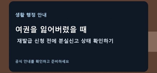 여권을 잃어버렸을 때, 재발급 신청 전에 분실신고 상태 확인하기 여권을 잃어버렸을 때, 재발급 신청 전에 분실신고 상태 확인하기